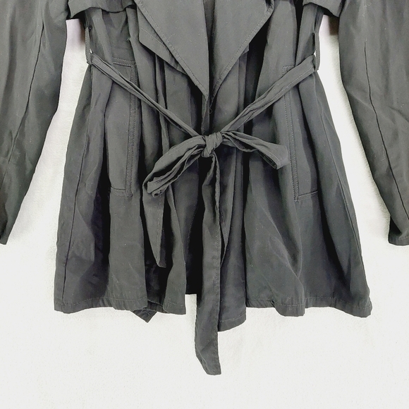 Express Black Belted Rayon Blend Trench Coat P6772 - Picture 2 of 9